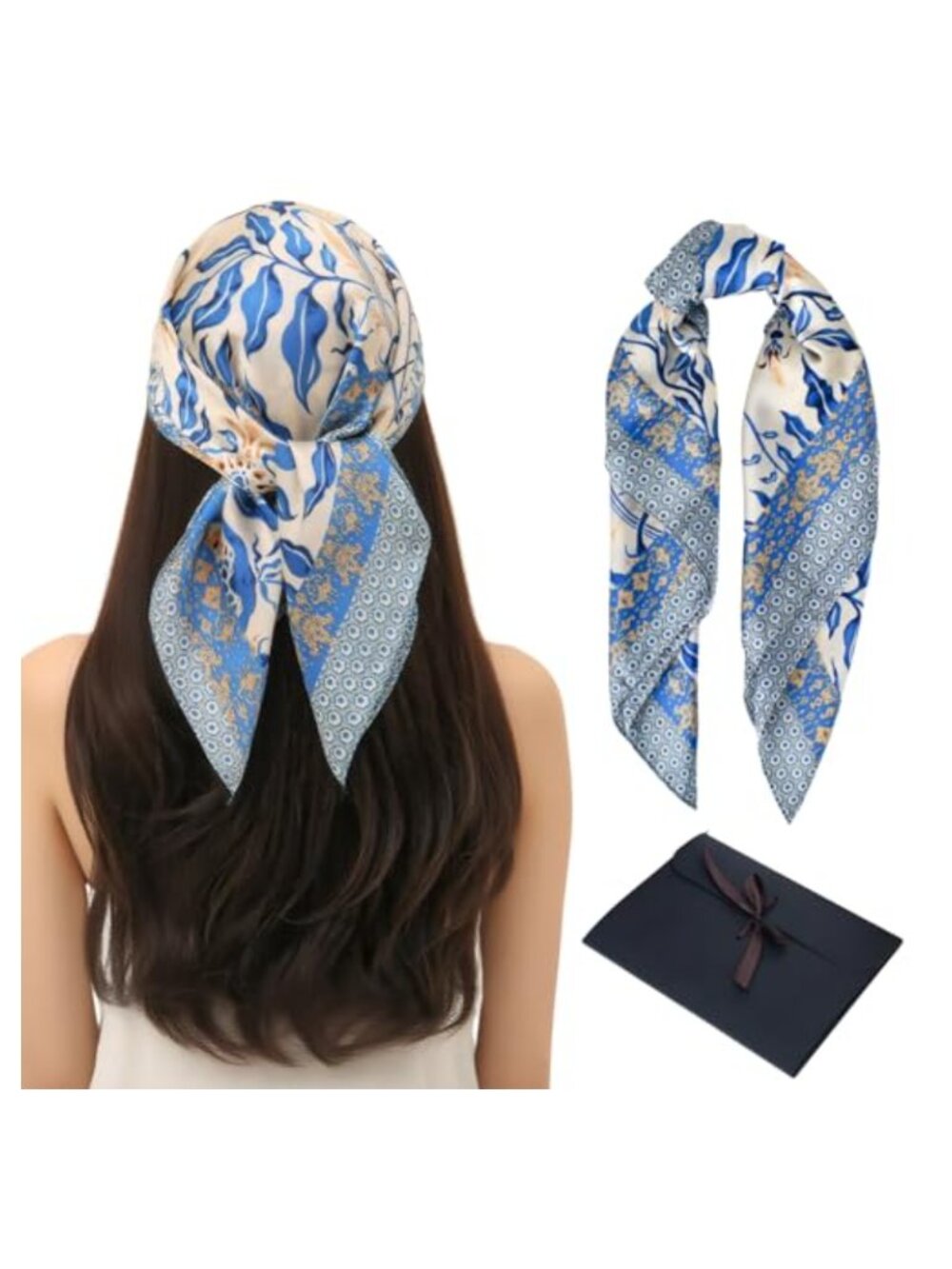 Satin Square Scarf 27.5x27.5 Silk-Like Head Hair Bandana Neck Purse Scarf